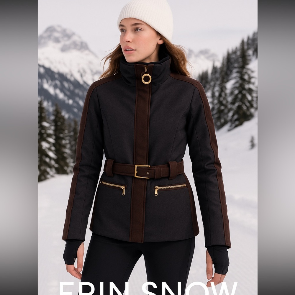 Erin Snow Women's Black and Brown Ski Jacket XS NWOT made in USA